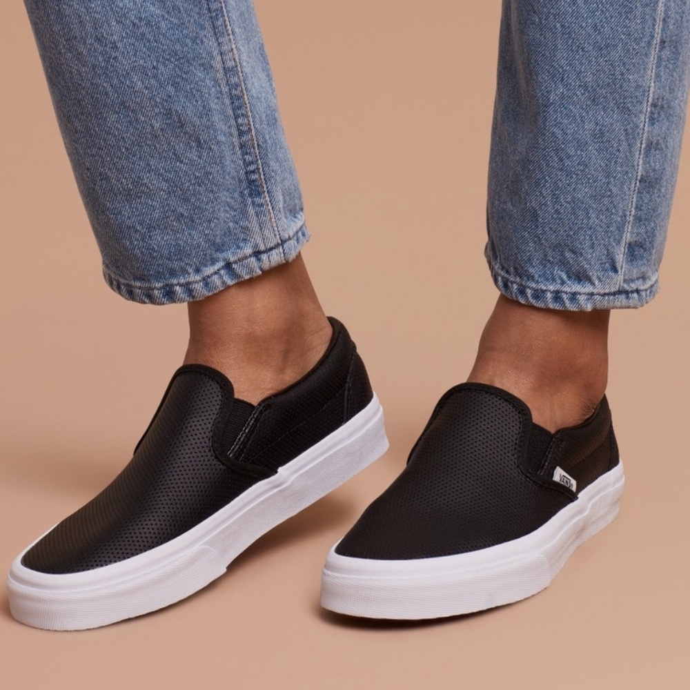 Vans Asher Black Perforated Slip-On Sneakers